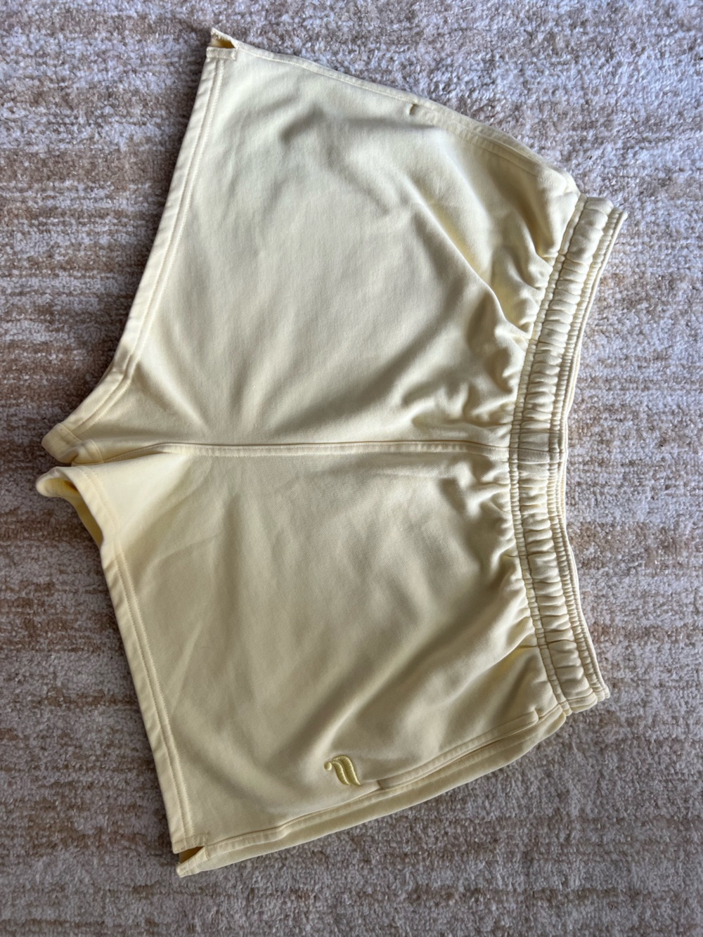 Fabletics Pale Yellow Elastic-Waist Athletic Shorts